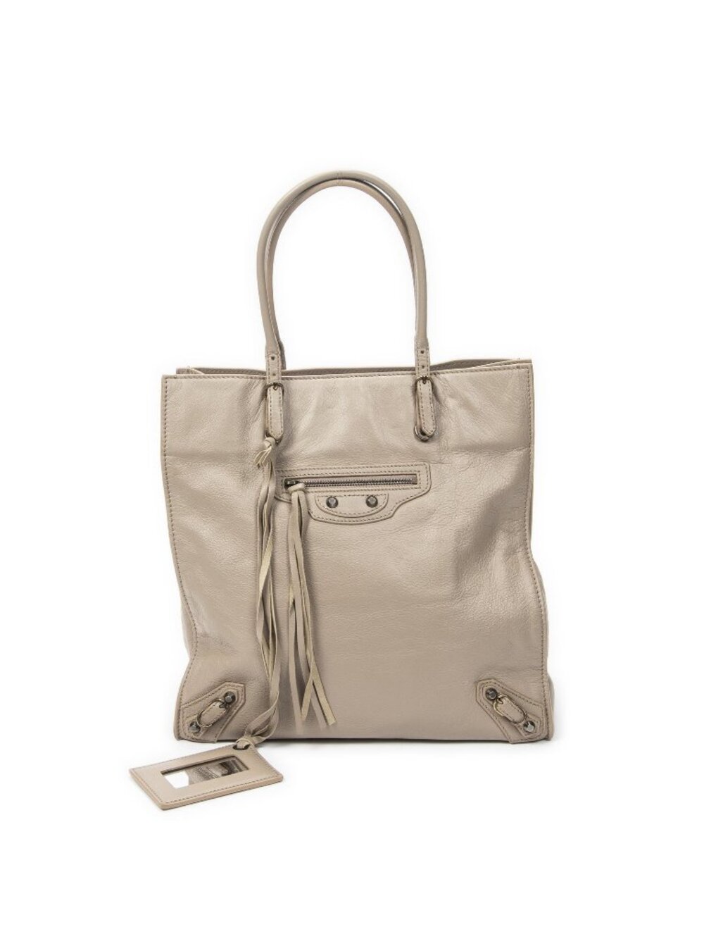 Balenciaga Papier A6 Zip Aroundtote Beige Distressed Calfskin Leather Shoulder
